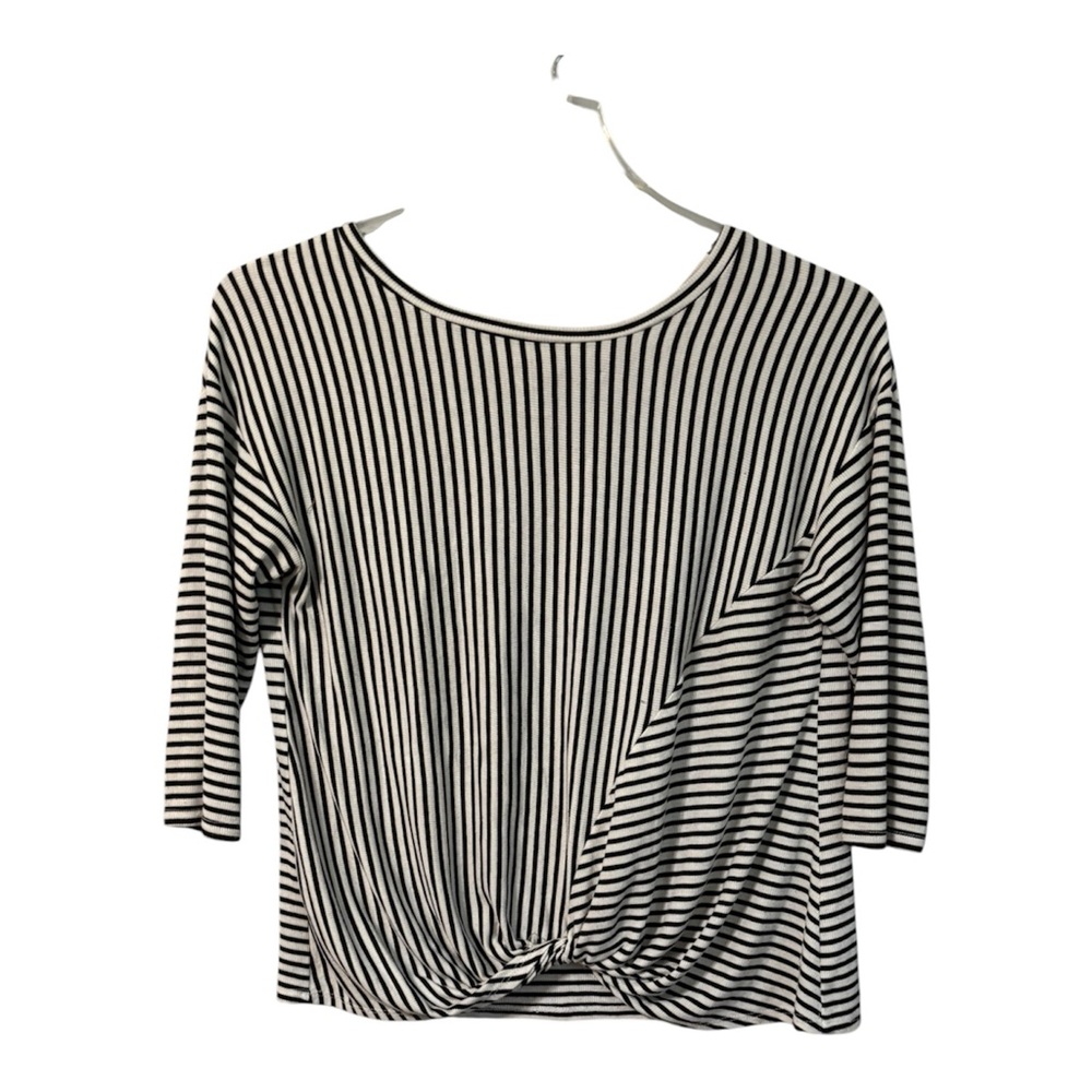 Striped Knot-Front Women’s Top - Black & White